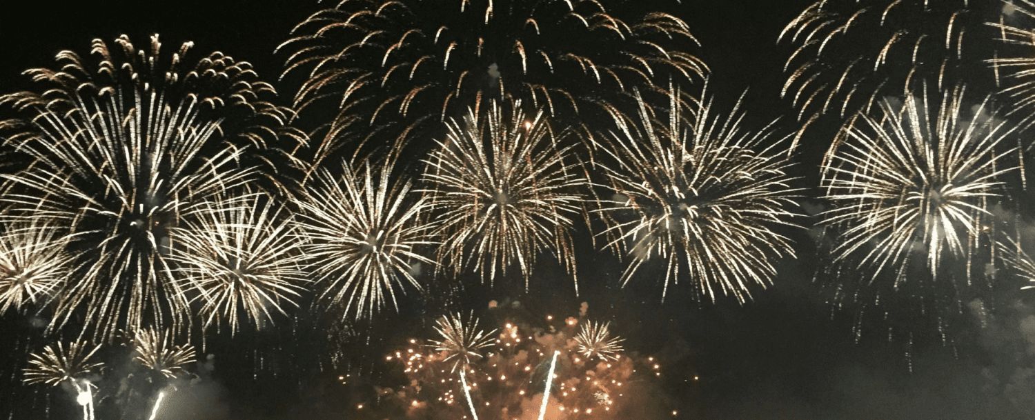 A vibrant display of fireworks lighting up the night sky.